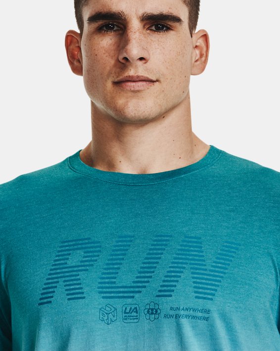 T-shirt à manches courtes UA Run Anywhere pour homme, Blue, pdpMainDesktop image number 4